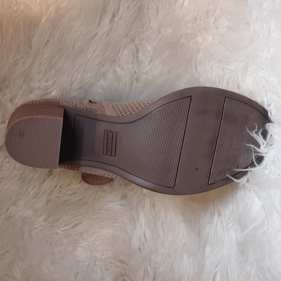 TOMS Desert Taupe Suede Perforated Majorca Peep Toe Ankle Booties - Picture 6 of 11
